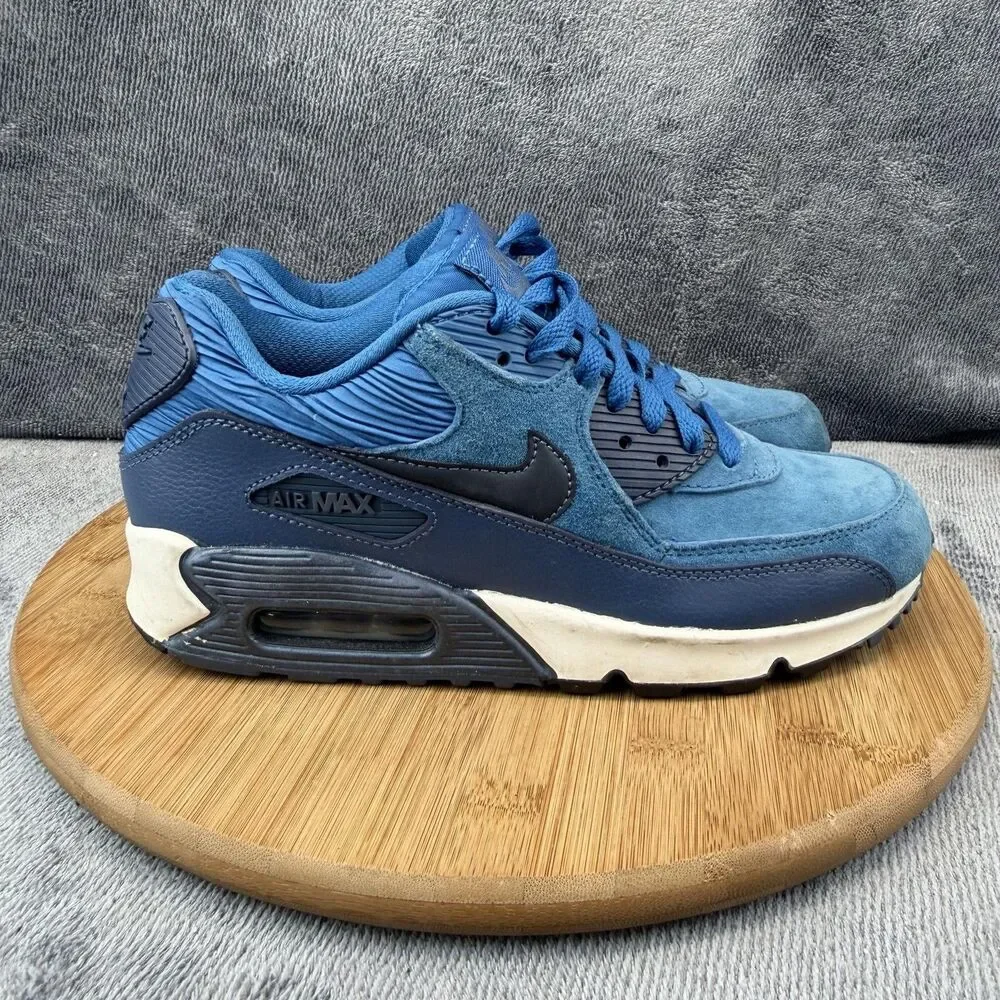 Nike Air Max 90 Shoes Womens Size 8 Blue Suede Running Sneakers 768887-401
